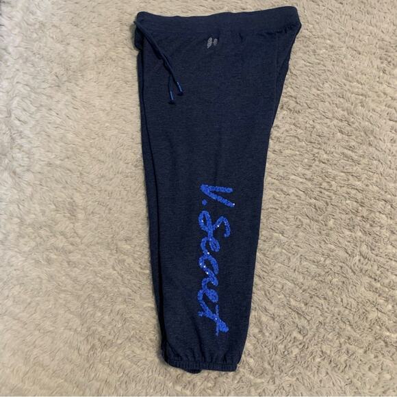 Victoria's Secret Soft Blue Sequins V. Secret Logo Small Drawstring Joggers - Picture 10 of 15